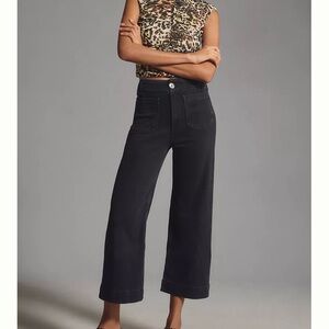 The Colette Denim High-Rise Cropped Wide-Leg Jeans by Maeve